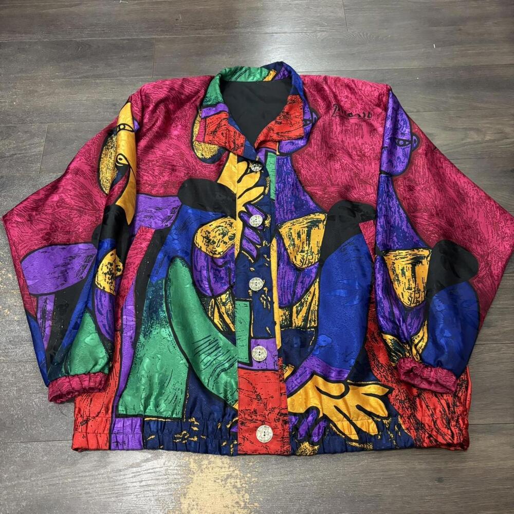 Vintage all over print Picasso button up blazer style shirt - Picture 3 of 6